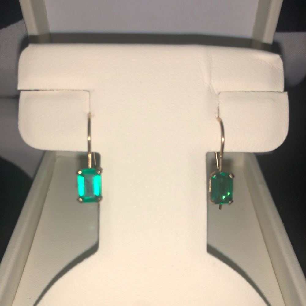 Simple lab created Emerald earrings